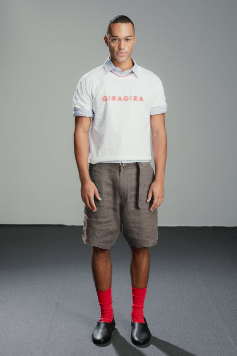 Unisex Belted Linen Shorts
