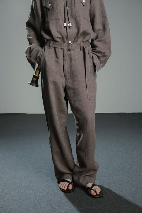 Unisex Belted Linen Trousers