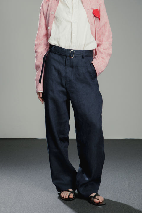 Unisex Belted Linen Trousers