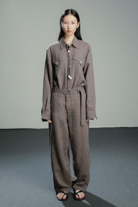 Unisex Belted Linen Trousers