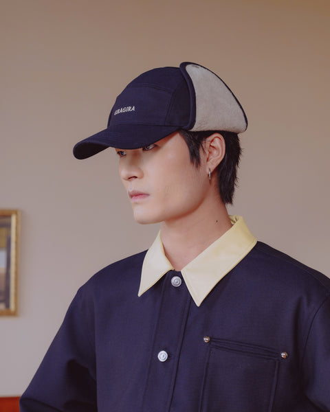 Wool Earflap Hat Navy