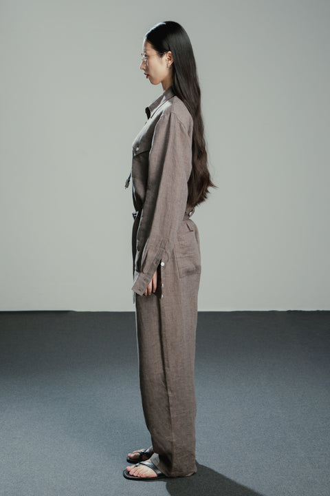Unisex Belted Linen Trousers